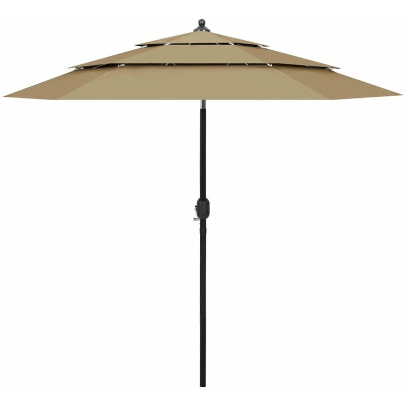 

Sombrilla de 3 niveles con poste de aluminio gris taupe 2,5 m