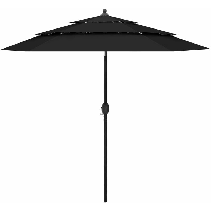 

Sombrilla de 3 niveles con poste de aluminio negra 2,5 m