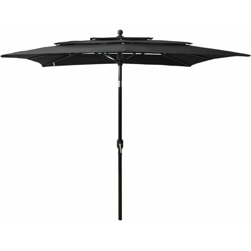 

Sombrilla de 3 niveles con poste de aluminio negra 2,5x2,5 m