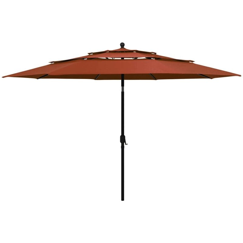 

Sombrilla de 3 niveles con poste de aluminio terracota 3,5 m