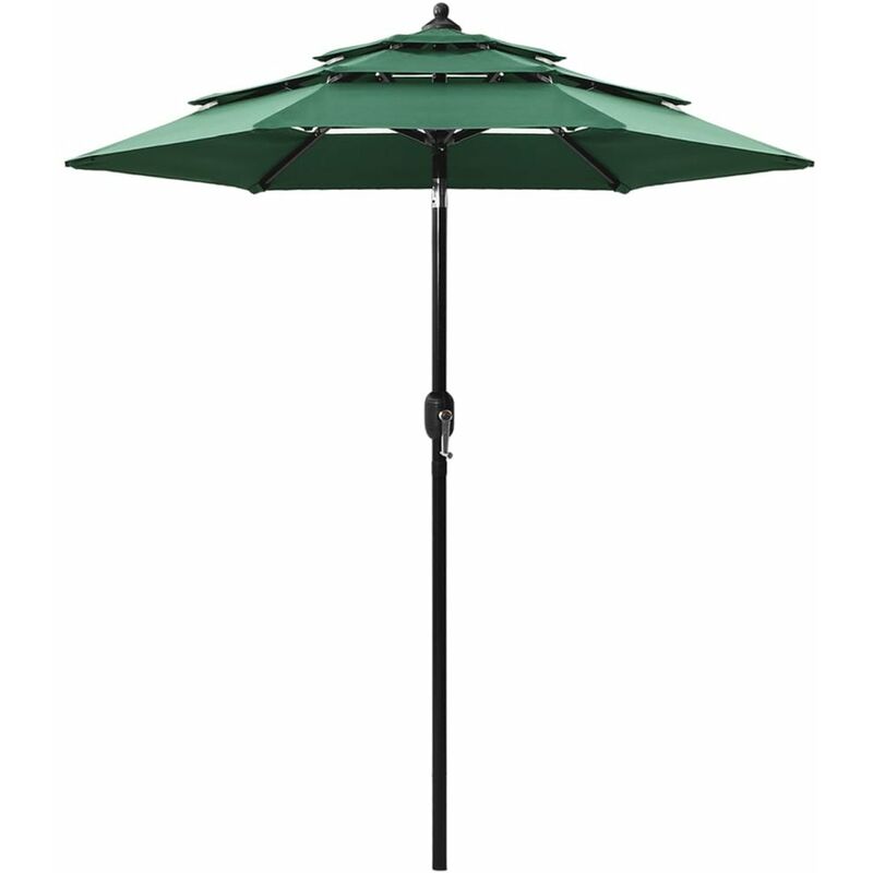 

Sombrilla de 3 niveles con poste de aluminio verde 2 m