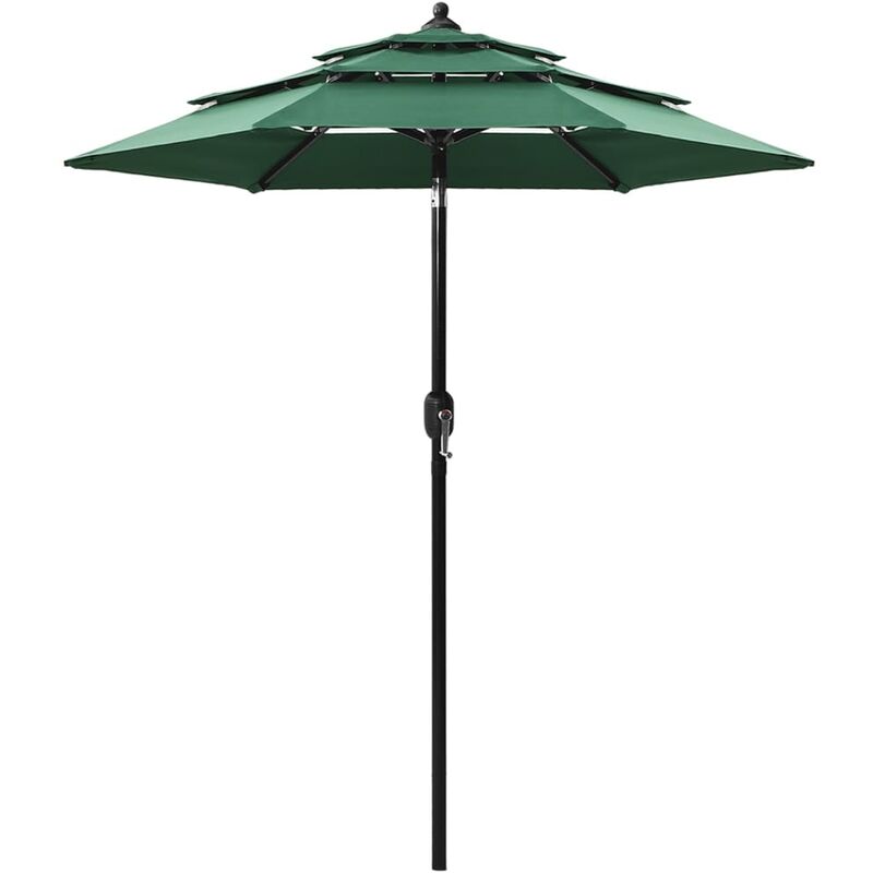 

Sombrilla de 3 niveles con poste de aluminio verde 2 m