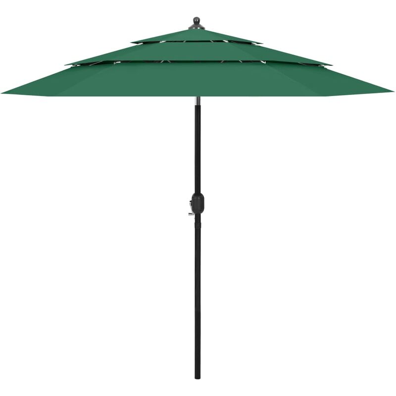 

Sombrilla de 3 niveles con poste de aluminio verde 2,5 m