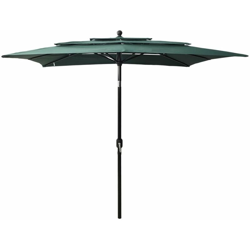 

Happyshopping - Sombrilla de 3 niveles con poste de aluminio verde 2,5x2,5 m