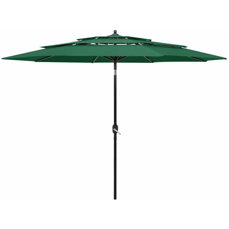 

Sombrilla de 3 niveles con poste de aluminio verde 3 m