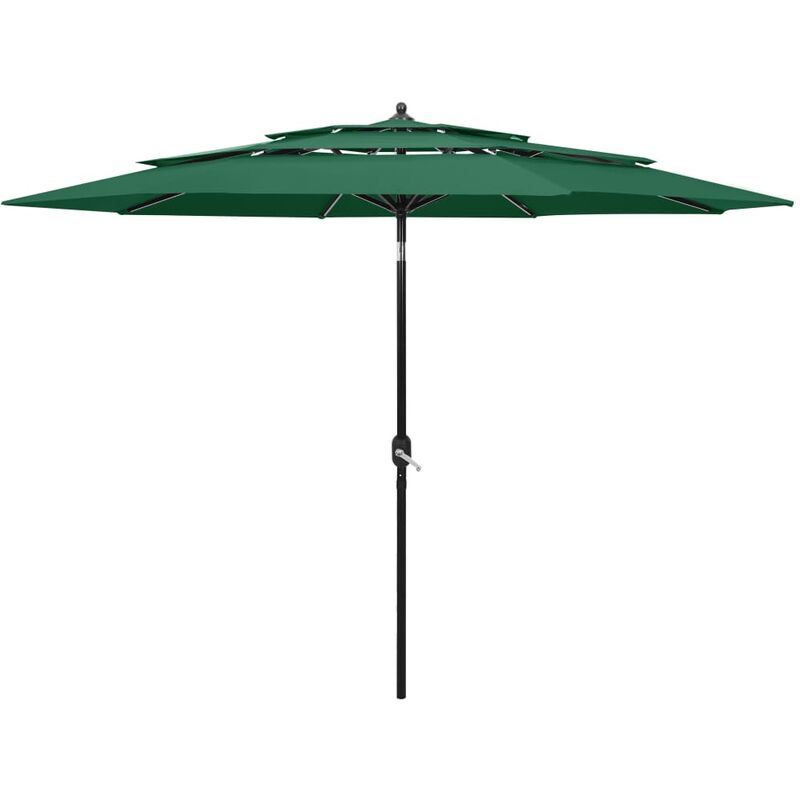 

Sombrilla de 3 niveles con poste de aluminio verde 3 m