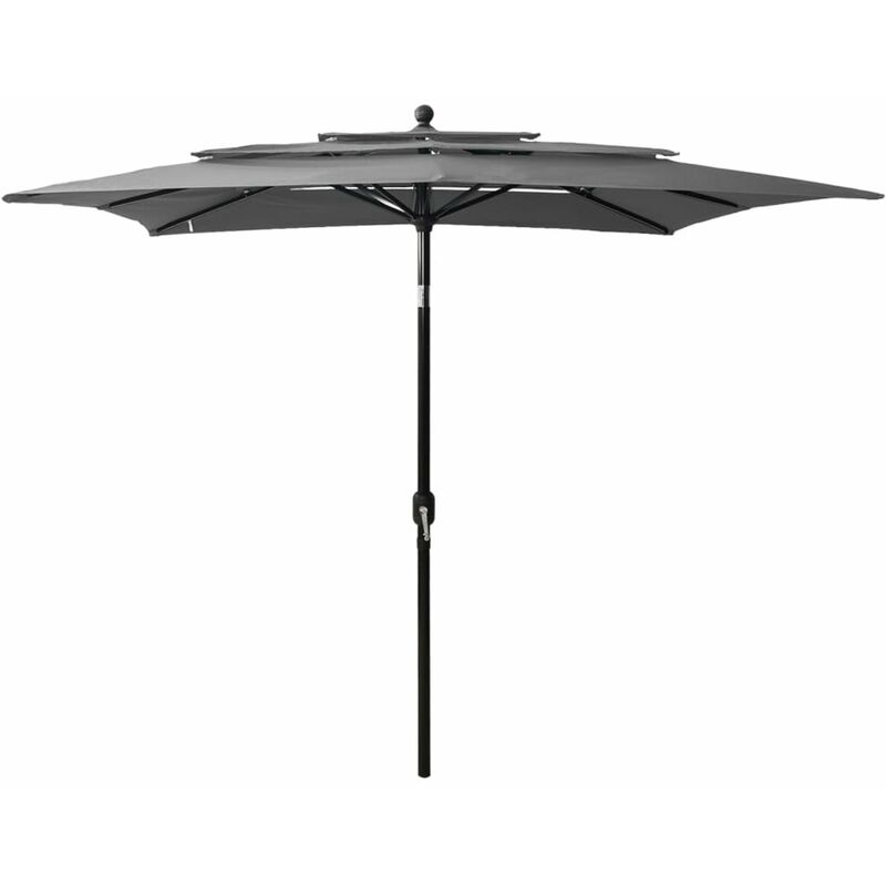 

Happyshopping - Sombrilla de 3 niveles poste aluminio gris antracita 2,5x2,5 m