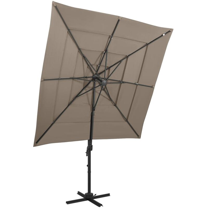 

Sombrilla de 4 niveles con poste aluminio gris taupe 250x250 cm