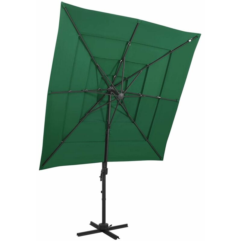 

Sombrilla de 4 niveles con poste aluminio verde 250x250 cm