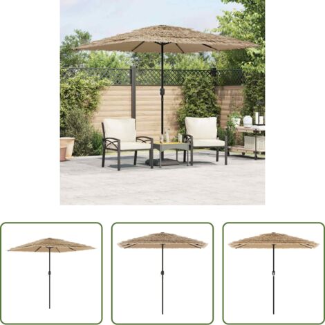 Sombrilla de acero -  Sombrilla de jardín con poste de acero marrón 248x248x248 cm