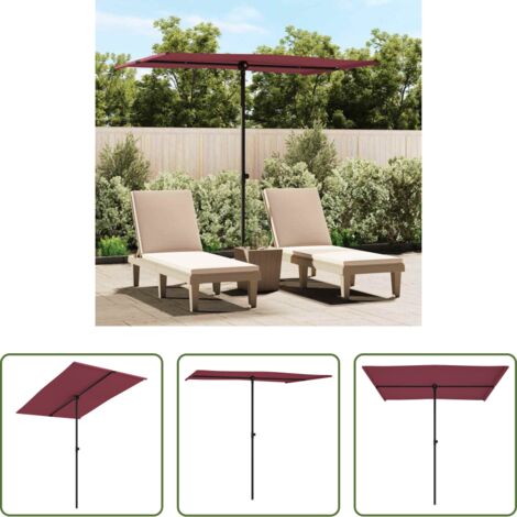 Sombrilla de aluminio -  Sombrilla de jardín con palo de aluminio rojo burdeos 2x1,5 m