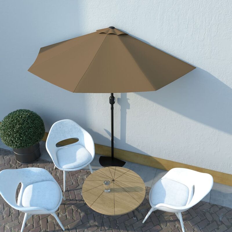 

Sombrilla de balcón semicircular palo aluminio taupe 270x135cm