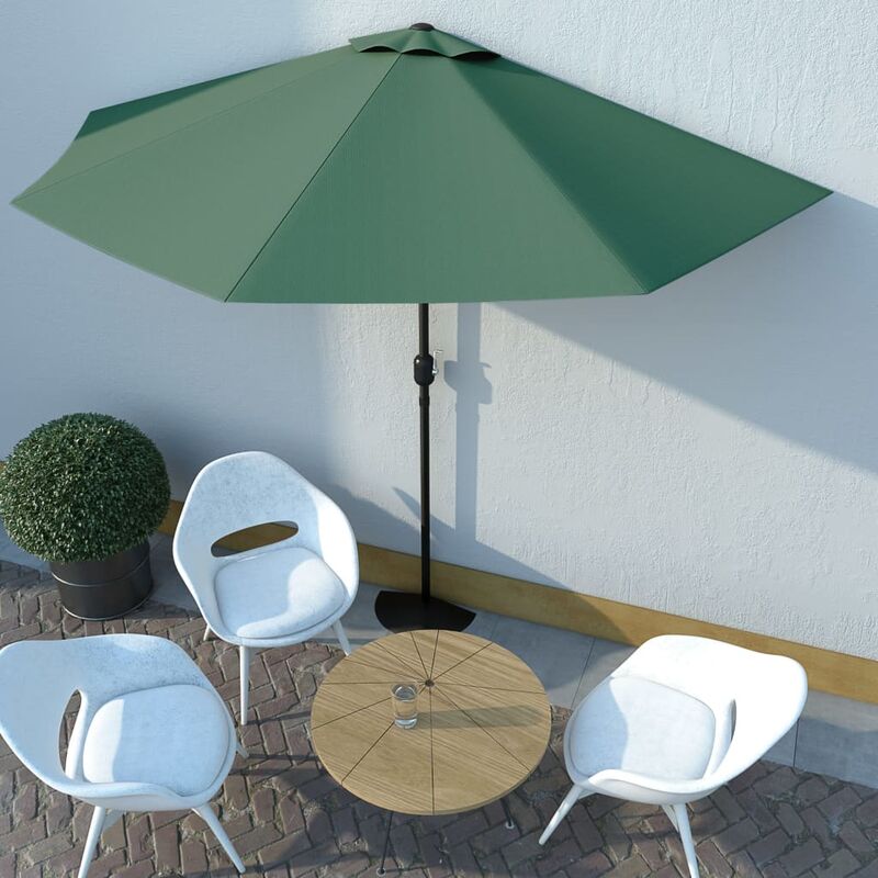 

Sombrilla de balcón semicircular palo aluminio verde 300x150cm