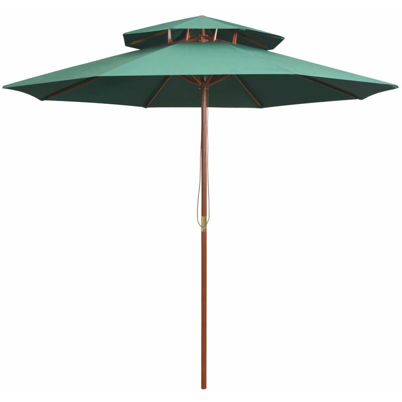 

Sombrilla de dos pisos 270x270 cm con palo de madera verde