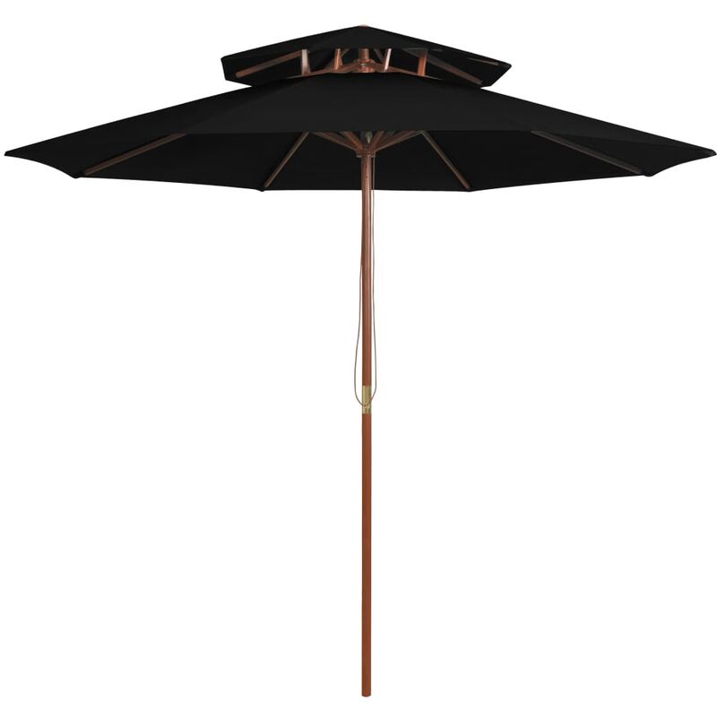 

Sombrilla de dos pisos palo de madera negra 270 cm