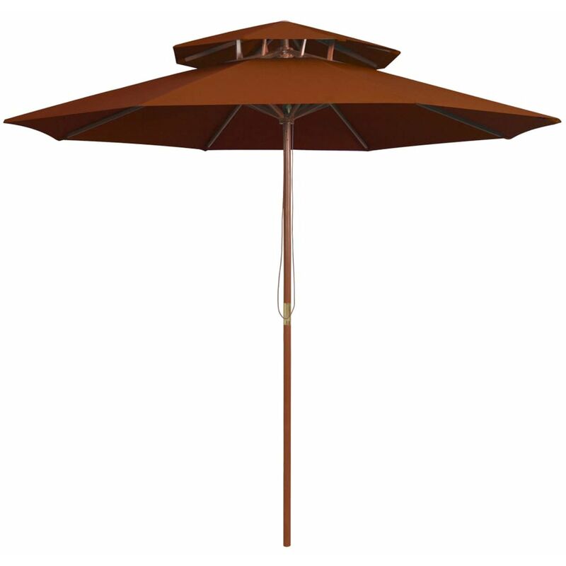 

Sombrilla de dos pisos palo de madera terracota 270 cm