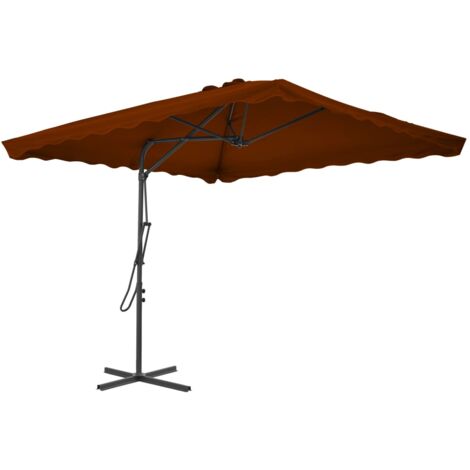 Sombrilla de exterior con mástil de acero 250 x 250 x 230 cm naranja oscuro 020008209