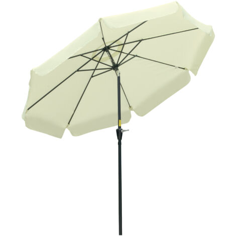 Sombrilla de jardín Ø266x248,5 cm parasol de jardín de aluminio con ángulo ajustable protección UV50+ techo de ventilación y manivela beige