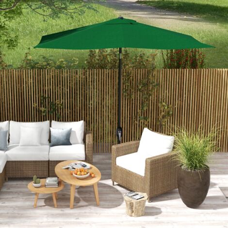 Sombrilla de Jardín 290x200x248 cm con 6 Varillas Apertura Manual Anti-UV Ángulo Ajustable para Terraza Exterior Verde