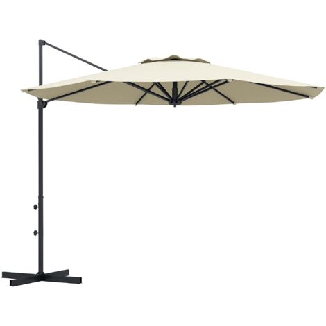 Sombrilla de jardín Ø294x242 cm parasol de terraza con altura ajustable poste giratorio 360° ángulo de techo ajustable y ventilación superior