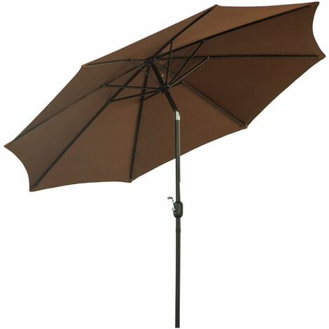 OUTSUNNY Sombrilla de Jardín Ø295x250 cm con Manivela Parasol Exterior con Mecanismo de Inclinación y Poste Desmontable de Metal para Terraza Piscina Patio