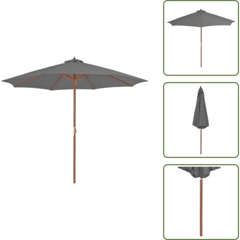 Sombrilla de jardín antracita - vidaXL Sombrilla de jardín con palo de madera antracita 300 cm - Sombrilla con protección UV
