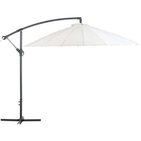 Sombrilla de jardín beige cantilever con marco de aluminio blanco 235 x 268 x 268 cm ajustable Calabria II