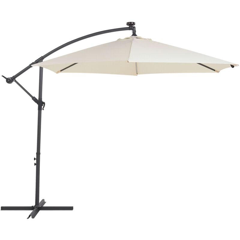 

Beliani - Sombrilla de jardín beige con LED ⌀ 285 cm CORVAL