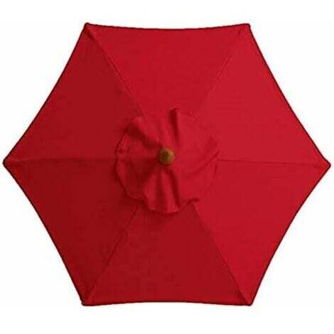 Sombrilla de jardín con 6 varillas resistentes, sombrilla de playa, refugio para balcón, patio, terraza y piscina (diámetro de 3 m) - Rojo - Accesorios RWParasol
