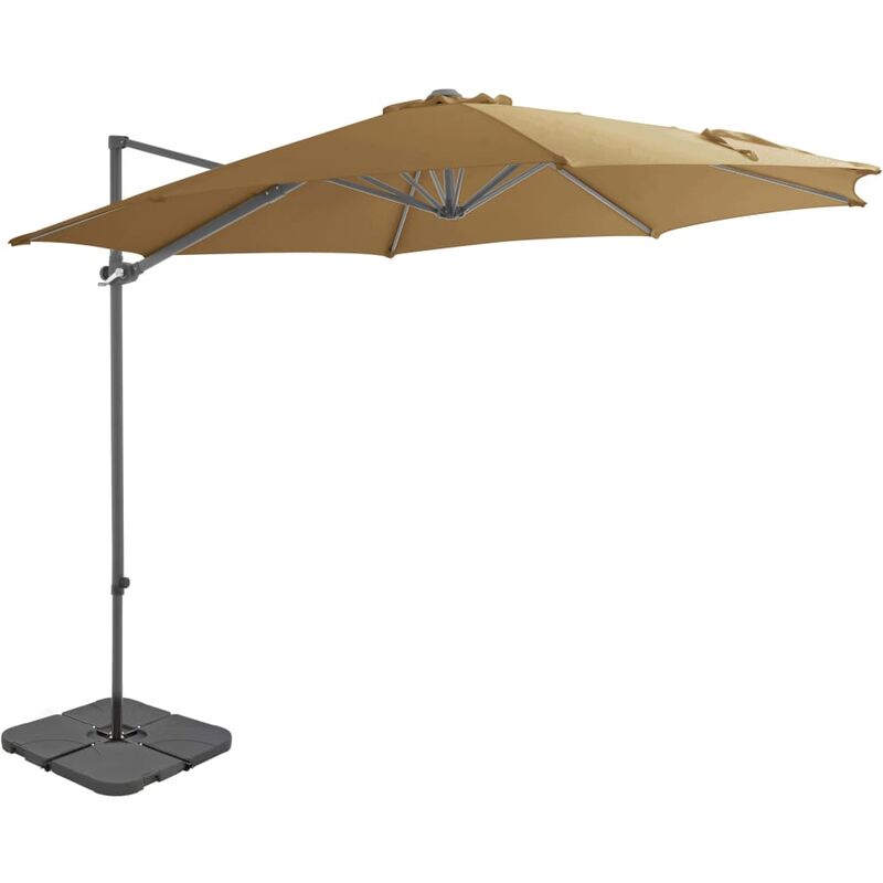 

Sombrilla de jardín con base portátil gris topo