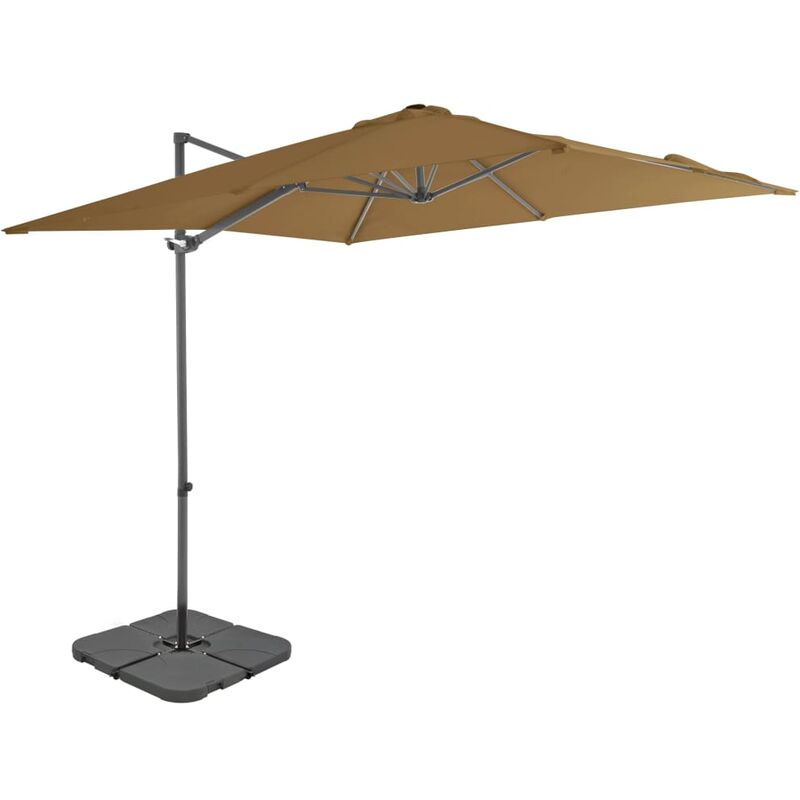 

Sombrilla de jardín con base portátil gris topo