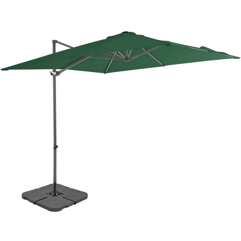 

Sombrilla de jardín con base portátil verde