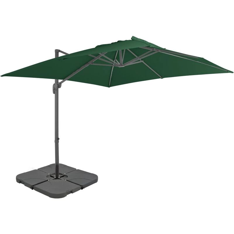 

Sombrilla de jardín con base portátil verde