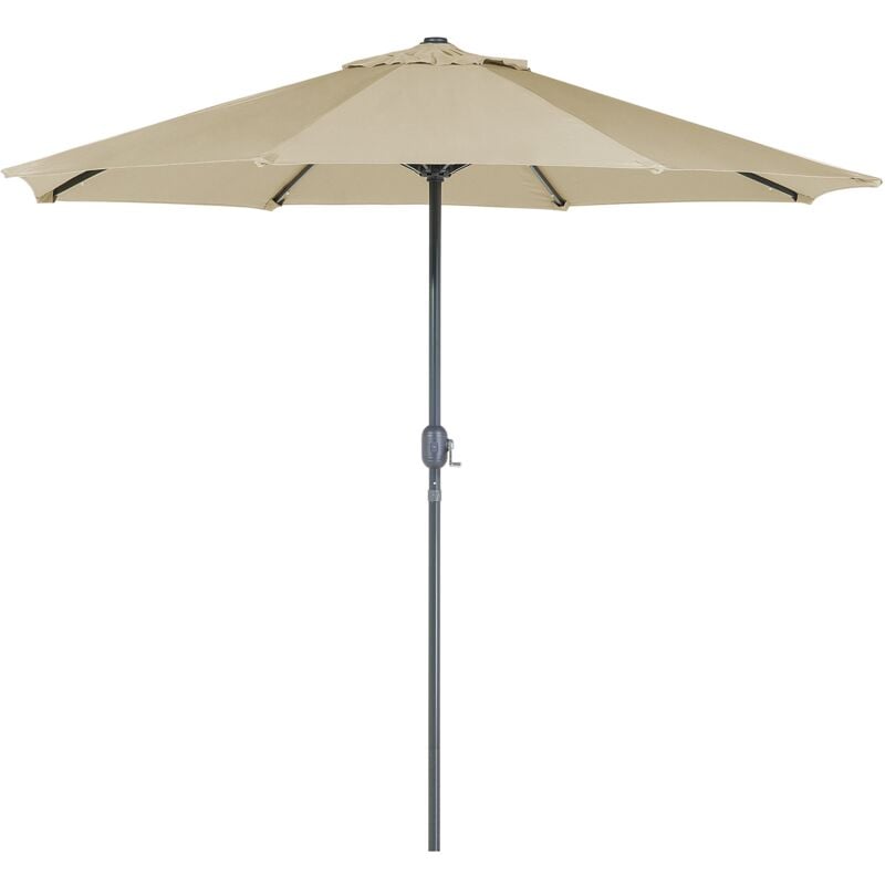 

Beliani - Sombrilla de jardín con LED gris-beige ⌀ 266 cm RAPALLO