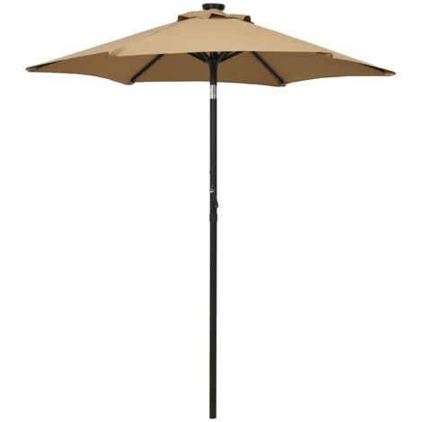 Sombrilla de jardín con luces LED aluminio taupe 200x211 cm
