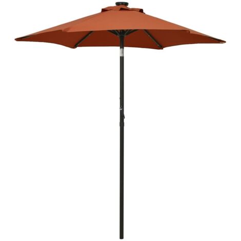 Sombrilla de jardín con luces LED aluminio terracota 200x211 cm
