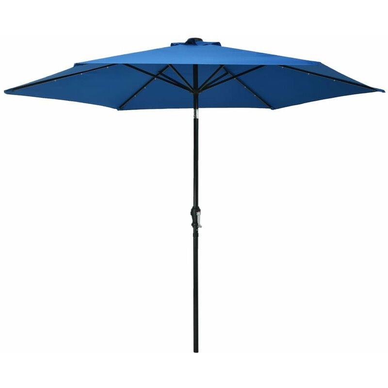 

Sombrilla de jardin con luces LED palo acero azul celeste 300cm