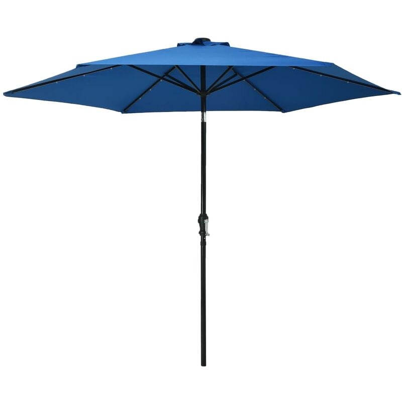 

Sombrilla de jardín con luces LED palo acero azul celeste 300cm