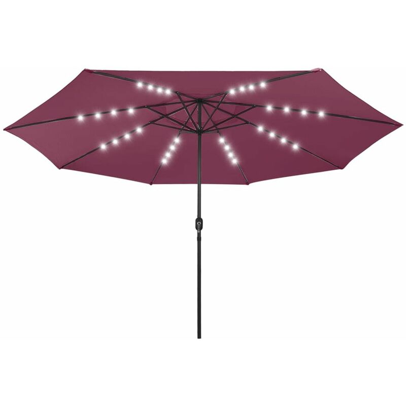 

Sombrilla de jardin con luces LED palo acero burdeos 400 cm