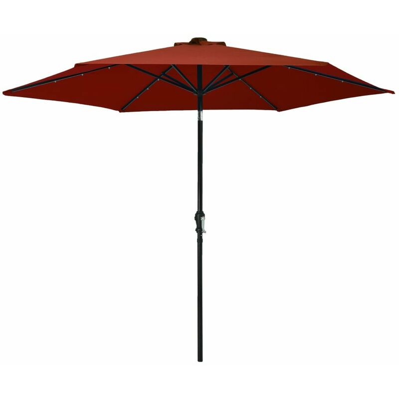 

Sombrilla de jardin con luces LED palo acero terracota 300cm