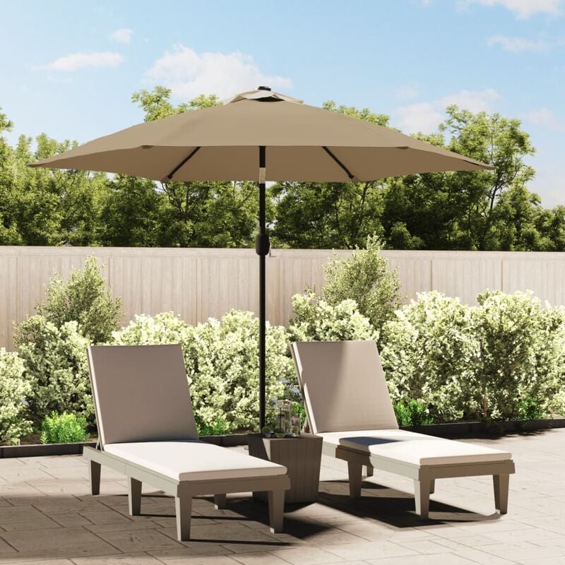 

vidaXL Sombrilla de jardín con luces LED palo de acero 300cm gris topo - Gris Topo