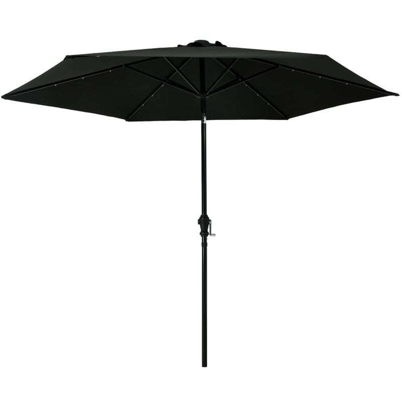 

Sombrilla de jardin con luces LED palo de acero negro 300 cm