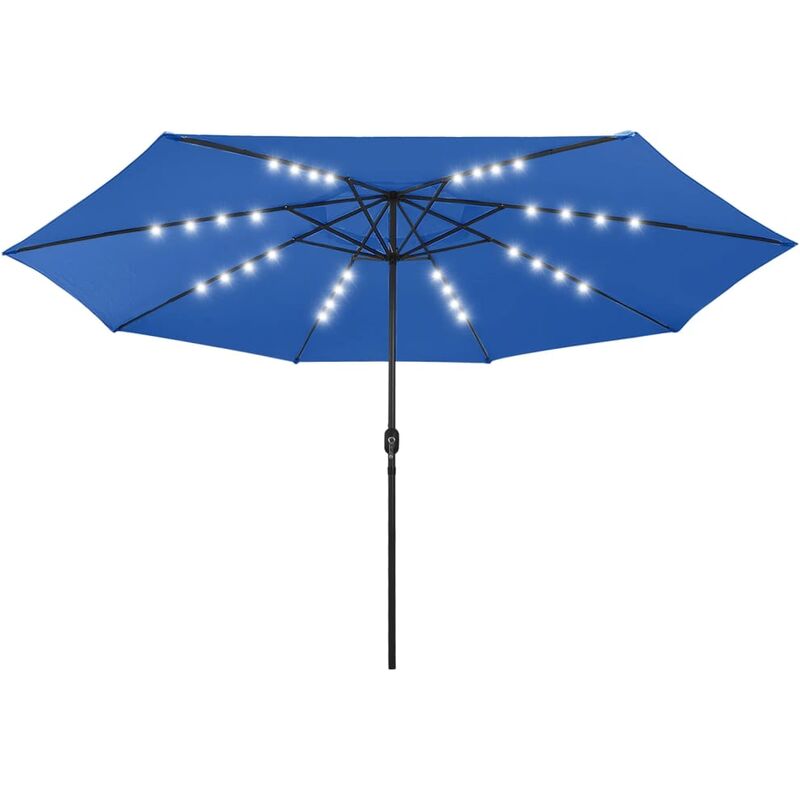 

Sombrilla de jardín con luces LED palo de metal 400 cm azul