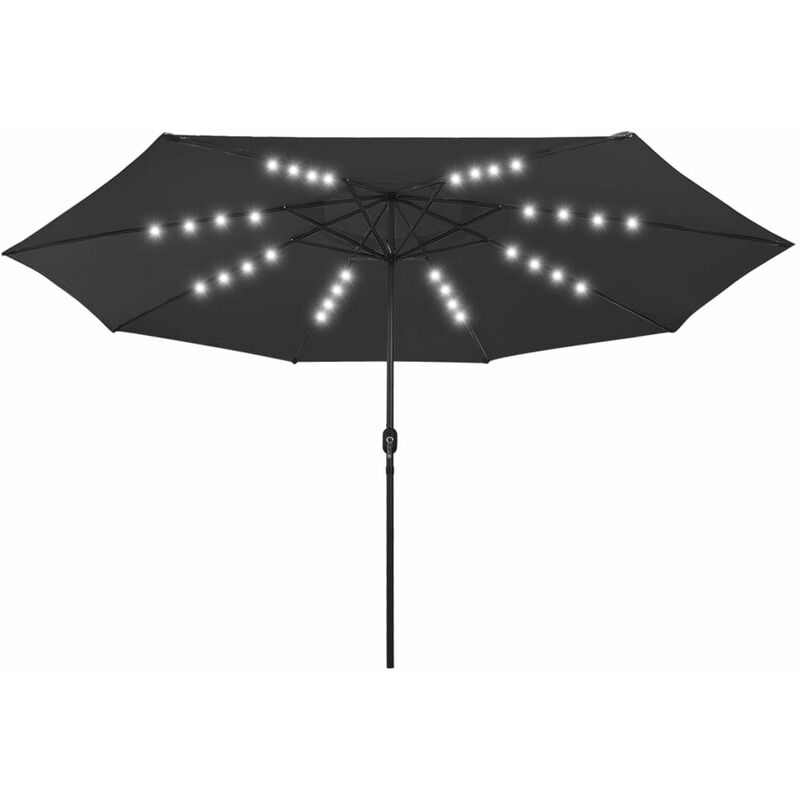 

Sombrilla de jardin con luces LED palo de metal 400 cm negro