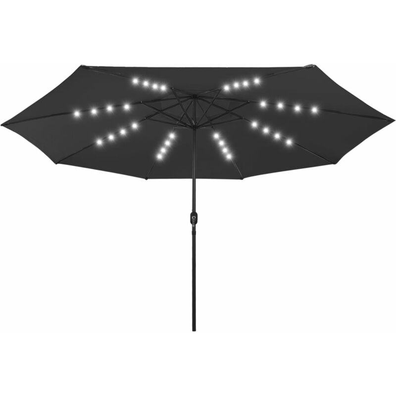 

Sombrilla de jardín con luces LED palo de metal 400 cm negro