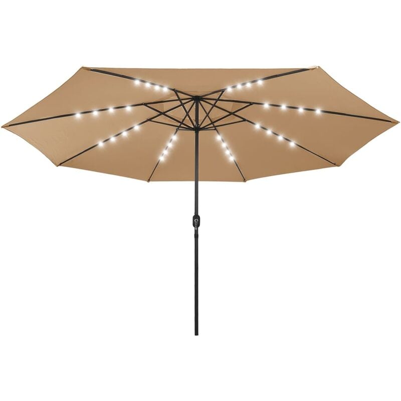 

Sombrilla de jardín con luces LED palo de metal 400 cm taupé