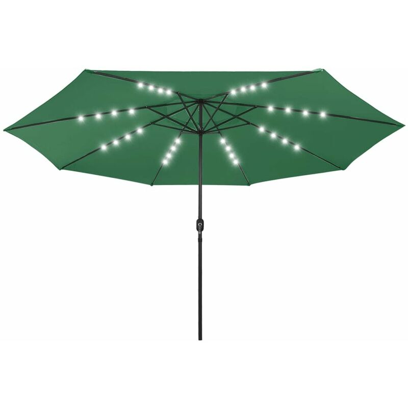 

Sombrilla de jardin con luces LED palo de metal 400 cm verde