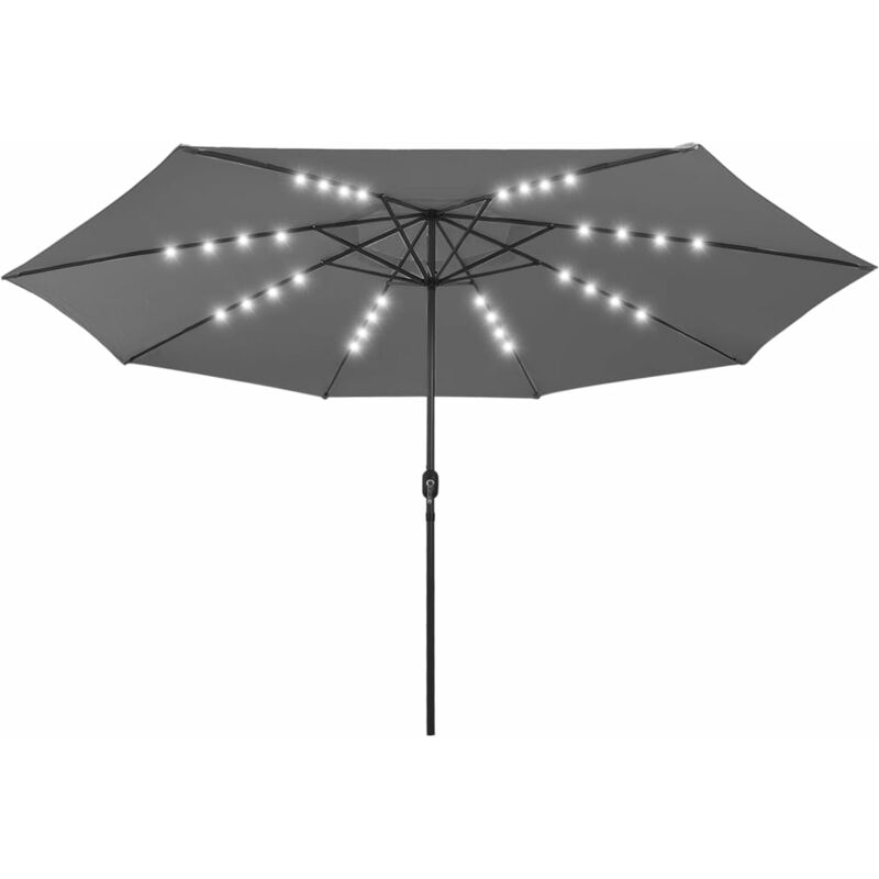 

Sombrilla de jardín con luces LED palo de metal 400cm antracita