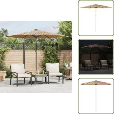 Sombrilla de jardín con paja - vidaXL Sombrilla de jardín con LEDs poste acero marrón 268x268x226 cm - Sombrilla de exterior con luces LED