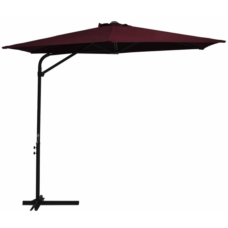 

Happyshopping - Sombrilla de jardin con palo de acero 300 cm burdeos